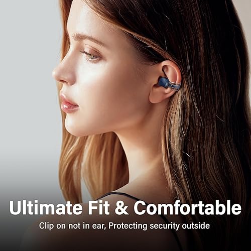 Miniatura 2 de Auriculares de oído abierto inalámbricos Bluetooth con clip Bluetooth auriculares de entrenamiento para hombres, estuche de carga de 56 horas IPX5