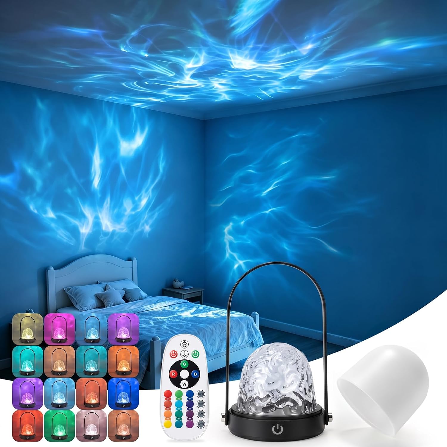 16 Colors Ocean Wave Projector Light with Remote, Ambient Lighting for Room