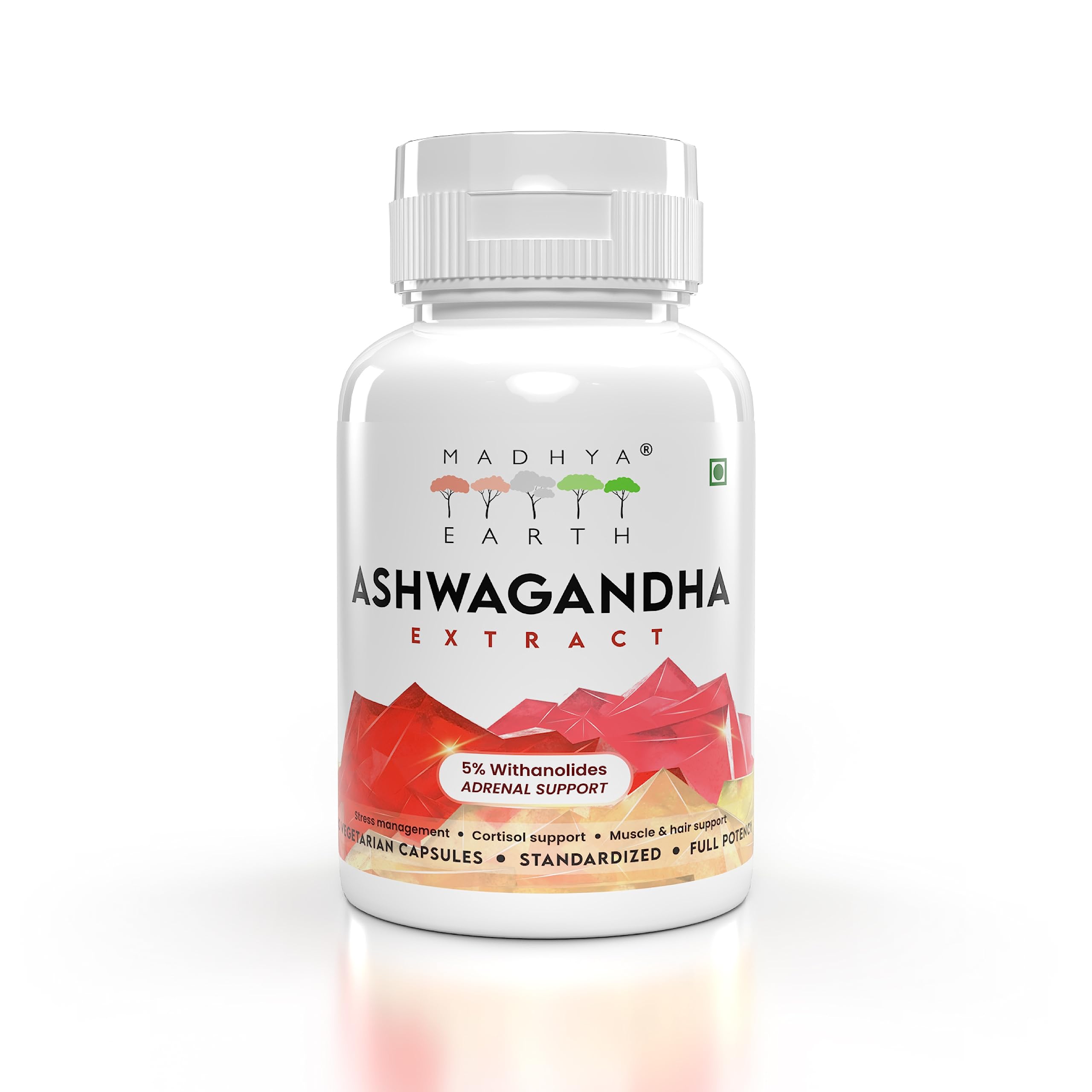 Madhya Earth Ashwagandha Extract Veg Capsules | 5% Withanolides | Stress Management | Mood Balance | Quick Energy | 650mg | 100% Pure Extract | Vegetarian | Ayurvedic | Highest Strength (B0C9MF8ZQT) Amazon Price History, Amazon Price Tracker