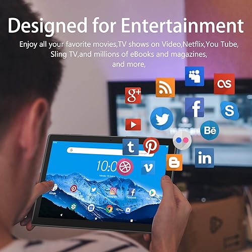 Miniatura 5 de PRITOM Tablet Android de 10 pulgadas, M10, tableta Android de 64 GB, pantalla táctil IPS HD de 10.1 pulgadas, GPS, FM, procesador de cuatro núcleos