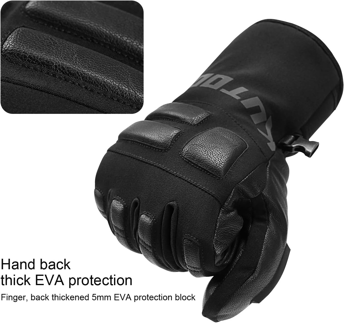 INBIKE KUTOOK Snow Gloves Men with HIPORA Waterproof Membrane Goatskin Palm 3m Thinsulate