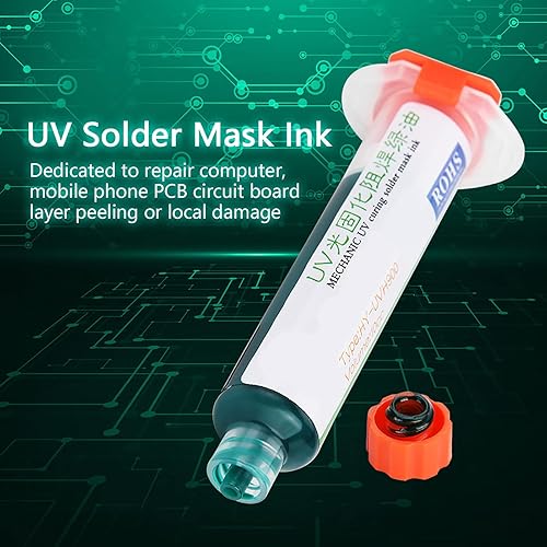 Miniatura 2 de Kit de reparación de máscara de soldadura de placa de circuito PCB, linterna y tinta resistente a la soldadura de curado (no linterna UV para