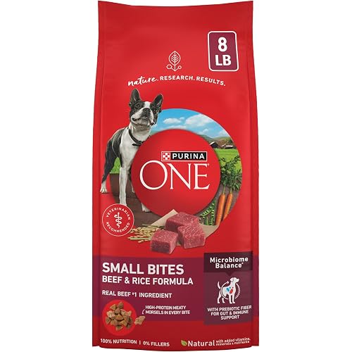 Purina ONE Small Bites Beef and Rice Formula Small High Protein Dry Dog Food Natural With Added Vitamins, Minerals and Nutrients - 8 lb. Bag