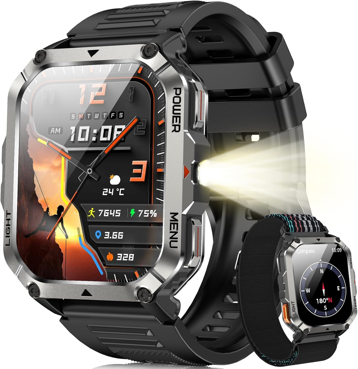 Blackview Men’s Smartwatch, Fitness Smart Watch with Bluetooth Calls, 2.01 Inches Military Smart Watch Tracker 100+ Sports Modes/Heart Rate Monitor/SpO2/Torch/Compass for Android iOS