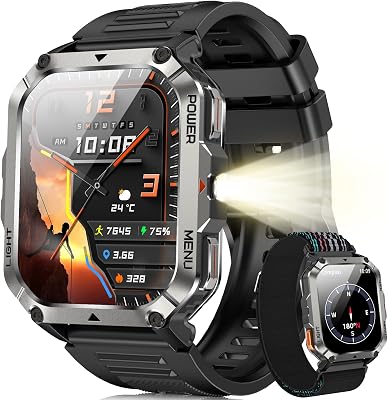 Blackview Smartwatch Uomo, Orologio Intelligente Fitness con Chiamate Bluetooth, 2.01″ Militari Smart Watch Tracker 100+ Modalità Sportive/Cardiofrequenzimetro/SpO2/Torcia/Bussola per Android iOS
