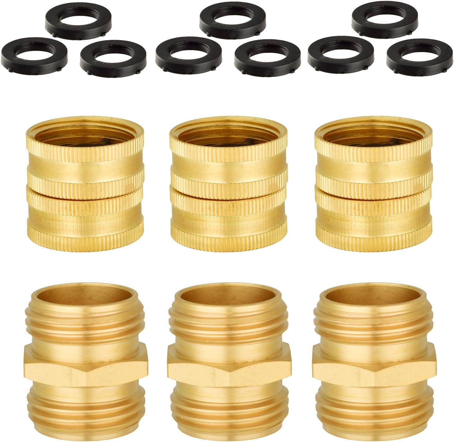 Garden Hose Adapter, 3/4 Inch Solid Brass Connector Garden Hose Fitting