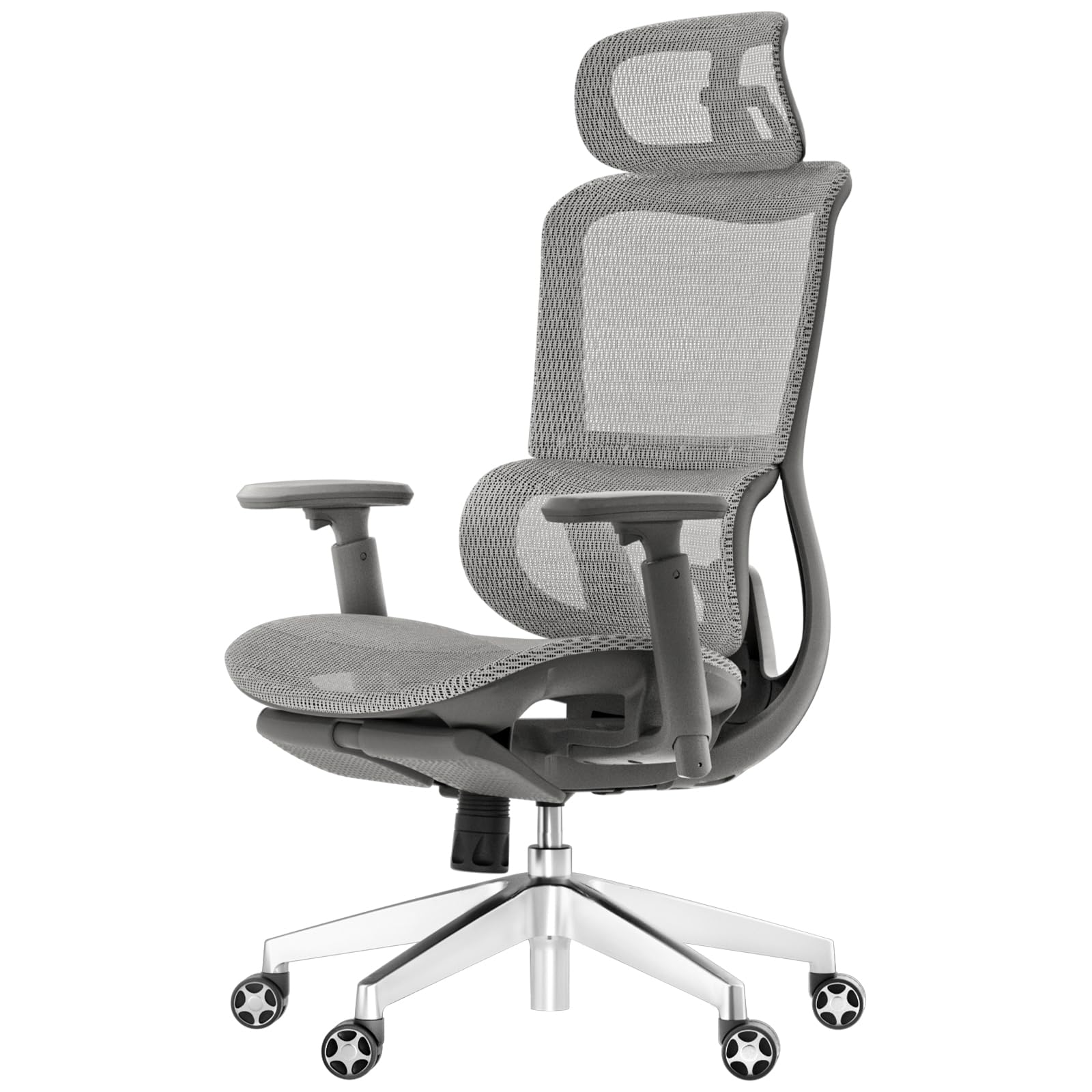 Ergonomic Office Chair,mesh Office Chair with Footrest |Big and Tall Office Chair| Headrest,3D Adjustable armrests,Smooth-Rolling Wheels|Perfect for Both Home and Office. (Grey)