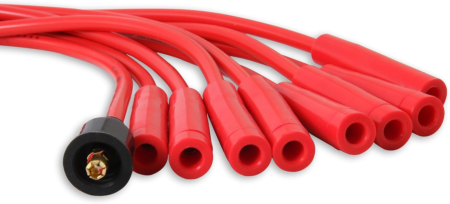 ACCEL 4040R Spark Plug Wire Set- 8mm - Red Wire with Red Straight Boots