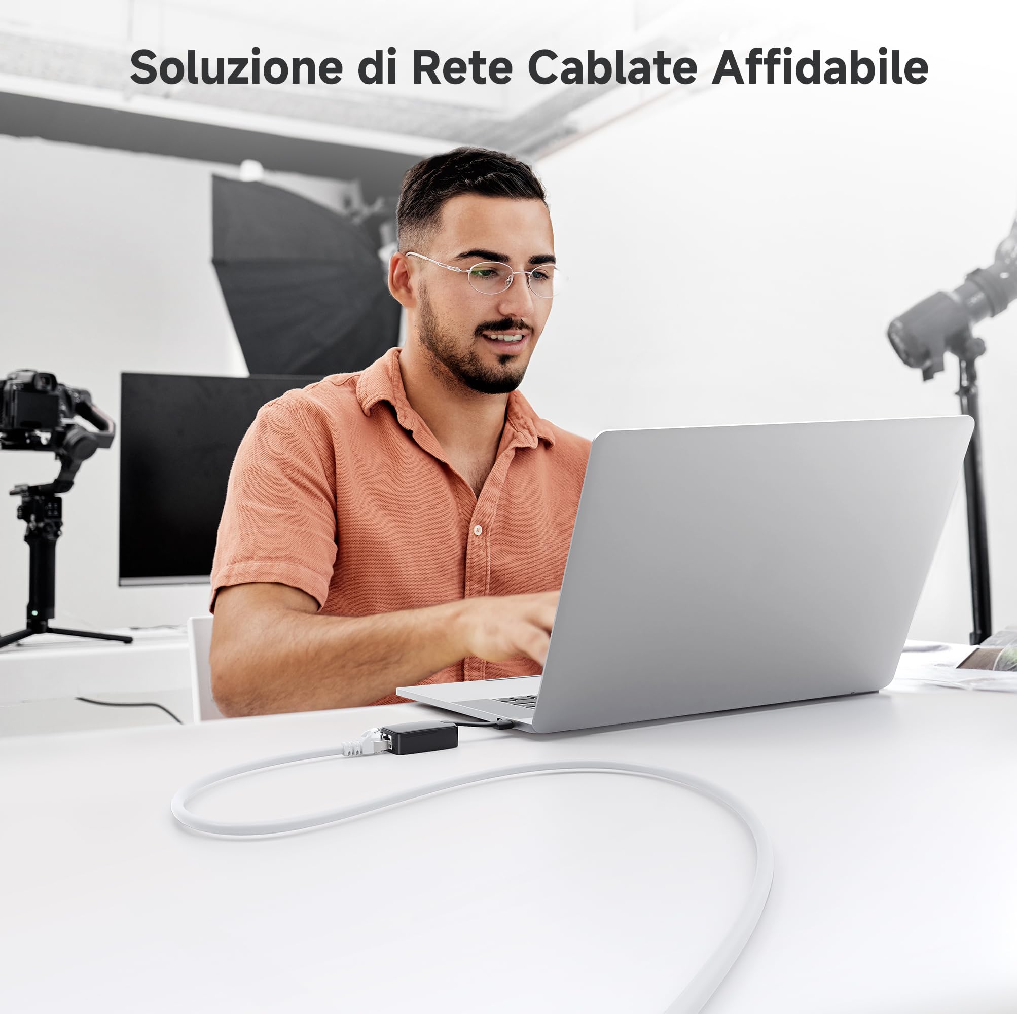 Cable Matters Cavo Ethernet Cat6A schermato antigroviglio da 10 Gbps, 61 m (SSTP, cavo Ethernet schermato SFTP, cavo schermato Cat6, cavo di rete schermato Cat 6) in bianco