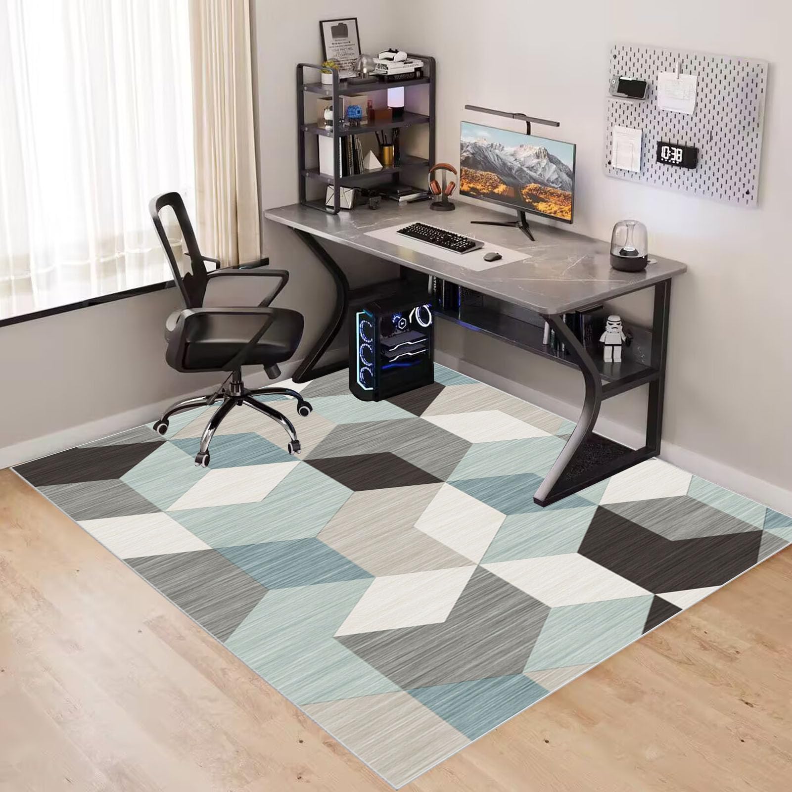 70 x 100 cm Heavy Duty Office Chair Mat for Carpeted Floor Computer Gaming Desk Chair Mat for Carpet Hard Floor Protector Mat for Rolling Chair Carpet Protector Chair Mat Floor Mat for Office Chair - Image 2