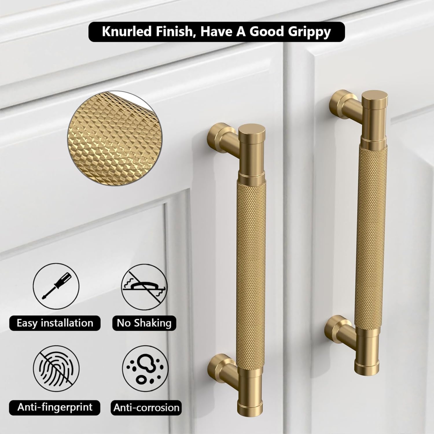 10 Pack 5''(128mm) Champagne Bronze Knurled Cabinet Handles Kitchen Champagne Pulls for Cabinets Drawer Pulls Dresser Hardware for Cupboard Bathroom