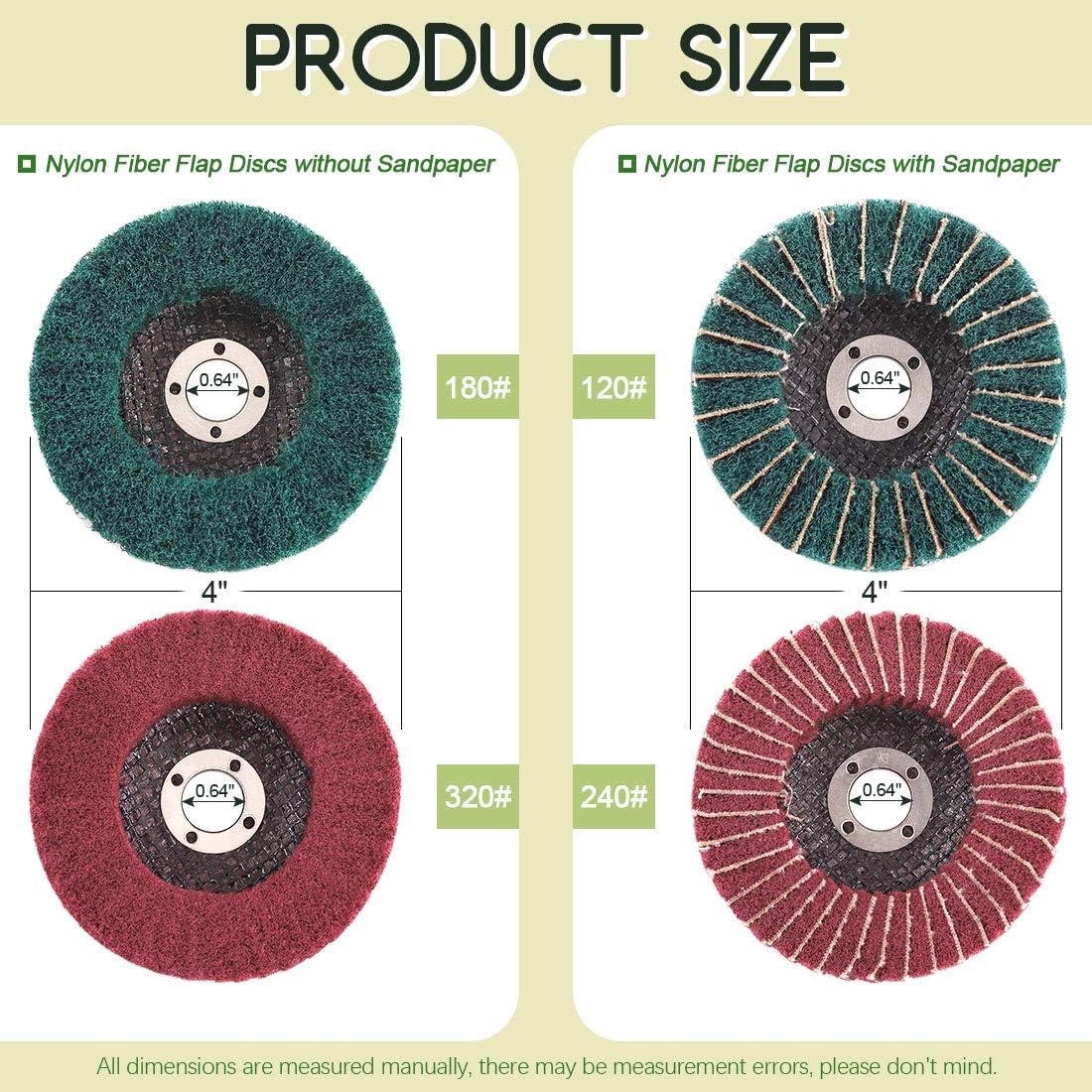 Keadic 21PCS 100mm×8mm Wool Felt Polishing Wheel and 4 Inch Red & Green Nylon Fiber Flap Discs Kit, 3Pcs Buffing, Polishing & Cutting Compounds,120 180 240 320 Grit for Angle Grinder, Polishing Tools