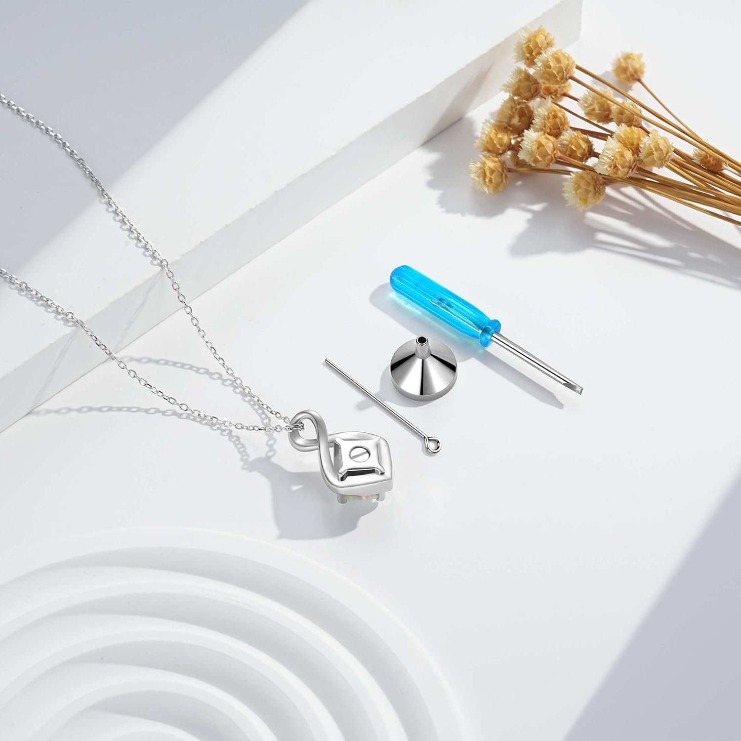 925 Sterling Silver Cremation Jewelry Urn Necklace- Teardrop/Heart/Tree of Life/Infinity/Bar Pendant Necklaces for Ashes for Women Memorial Keepsake Jewelry Gifts - Image 5