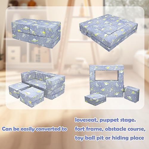 Miniatura 7 de Hän Babos Sofá para niños, sofá modular convertible para niños, 3 en 1, que brilla en la oscuridad, sofá infantil para dormitorio, muebles de sala