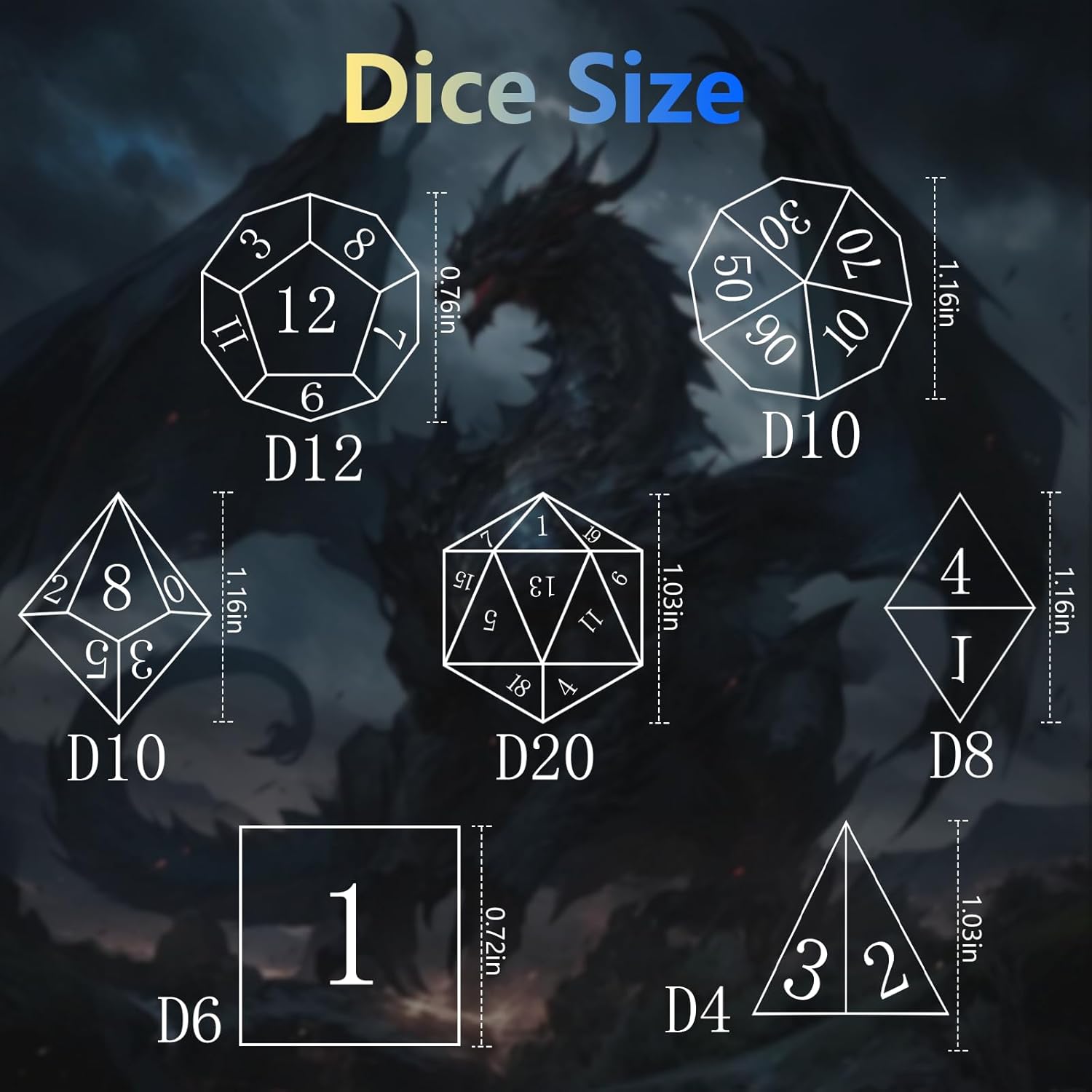 DND Polyhedral Dice Set for Role Playing Gaming with Box, Sticker Sharp Edged Polyhedral Resin DND Dice Set with Beauty Butterfly ＆ Flower Image, D% D20 D12 D10 D8 D6 D4 Dice RPG MTG Gift(Black)