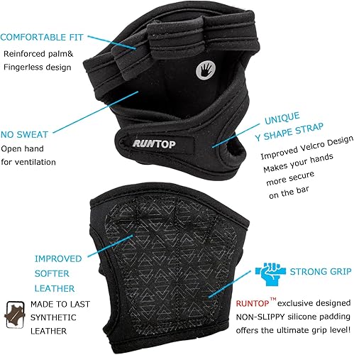 Miniatura 2 de RUNTOP Guantes de entrenamiento para fitness, entrenamiento cruzado, WODS, gimnasio, yoga, ejercicio, almohadillas de agarre para levantamiento de