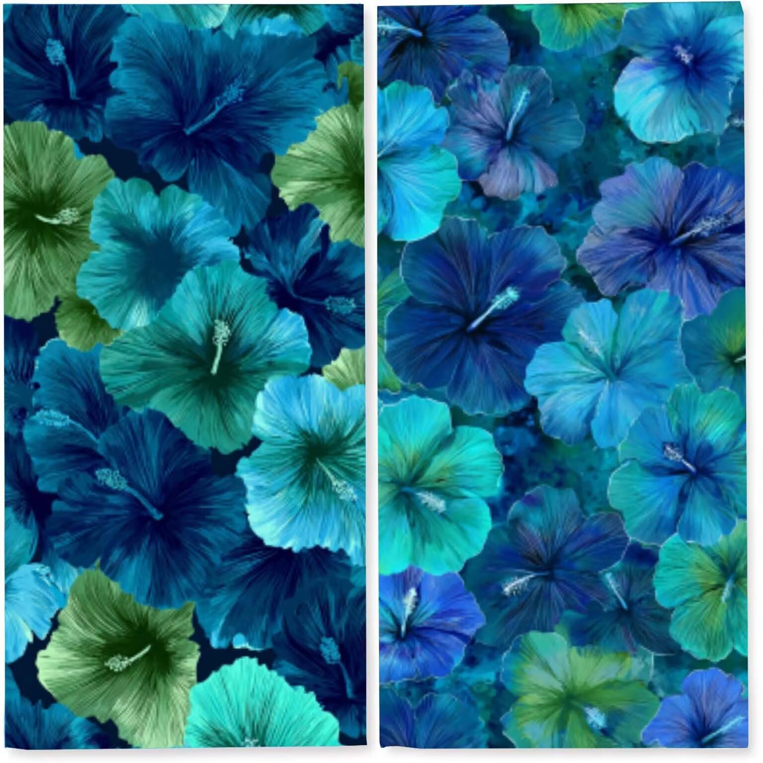 Serviette de Plage Microfibre 100x200 cm, Léger et Doux Anti Sable Séchage Rapide, pour la Plage, Les Voyages, Les piscines Intérieures ou Les saunas, Serviette Hommes 2 PC (Fleurs Bleu Foncé) z-2951
