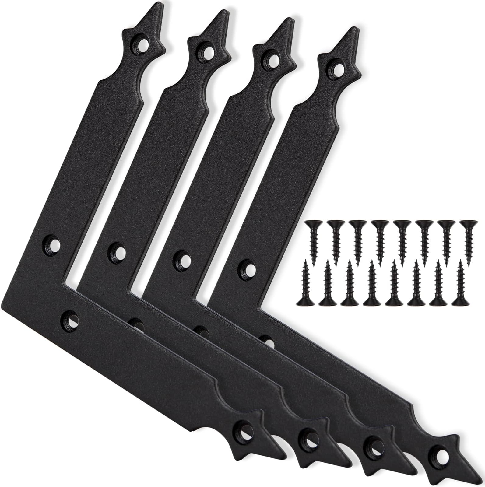 foxwakeBarn Door Decorative Corner Bracket, 4.9/7.7 in Matte Black Rustic L Brackets Sliding Door Hardware Decorator for GarageFarmhouseMirrorsframeGardendoor(4 Pcs with Screw) (4.9 in)