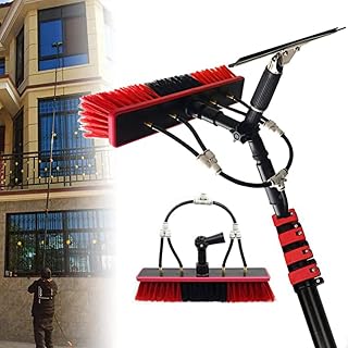 Telescopic Brush Window Cleaner Kit, Water-Bearing Telescopic Rod, Window Cleaning Rod, Suitable for Photovoltaic Panel Cleaning（with Scraper）,3.6M/12FT