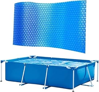 Aquecedor solar para piscina – Capas térmicas retangulares azuis de 2,8 m × 1,5 m – Protetor solar para piscina – Película de temperatura constante para piscina, cobertor de retenção de calor para piscina