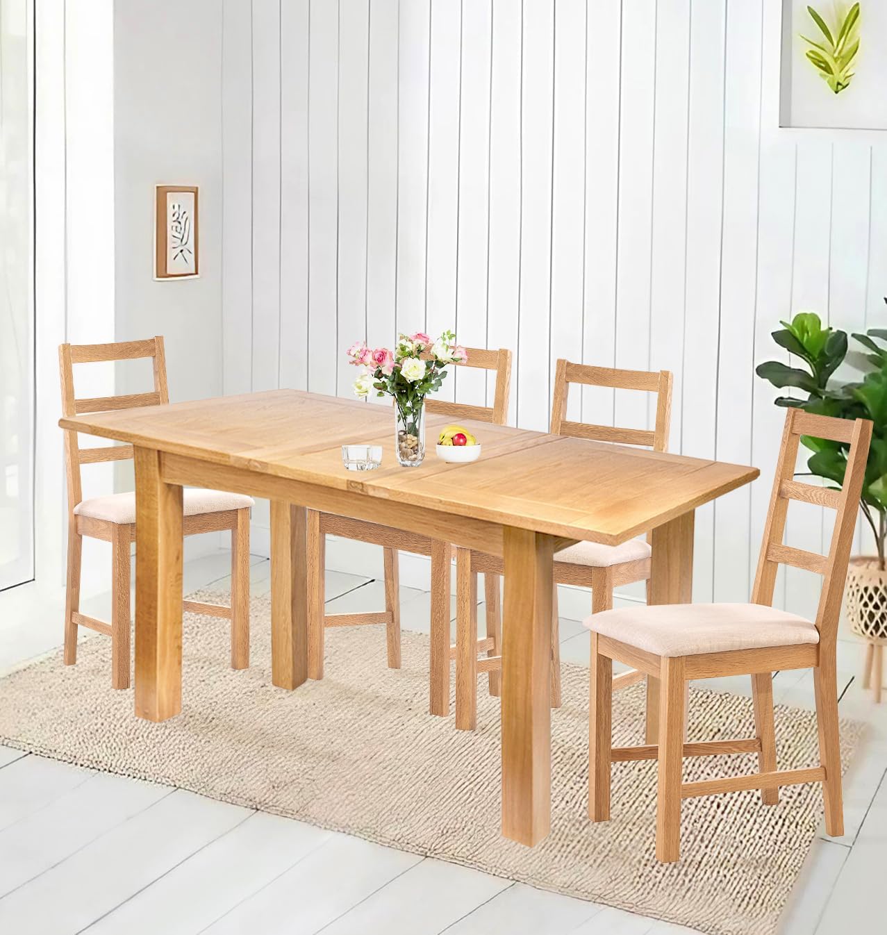Hallowood Furniture Camberley Oak Butterfly Extendable Dining Table and ...