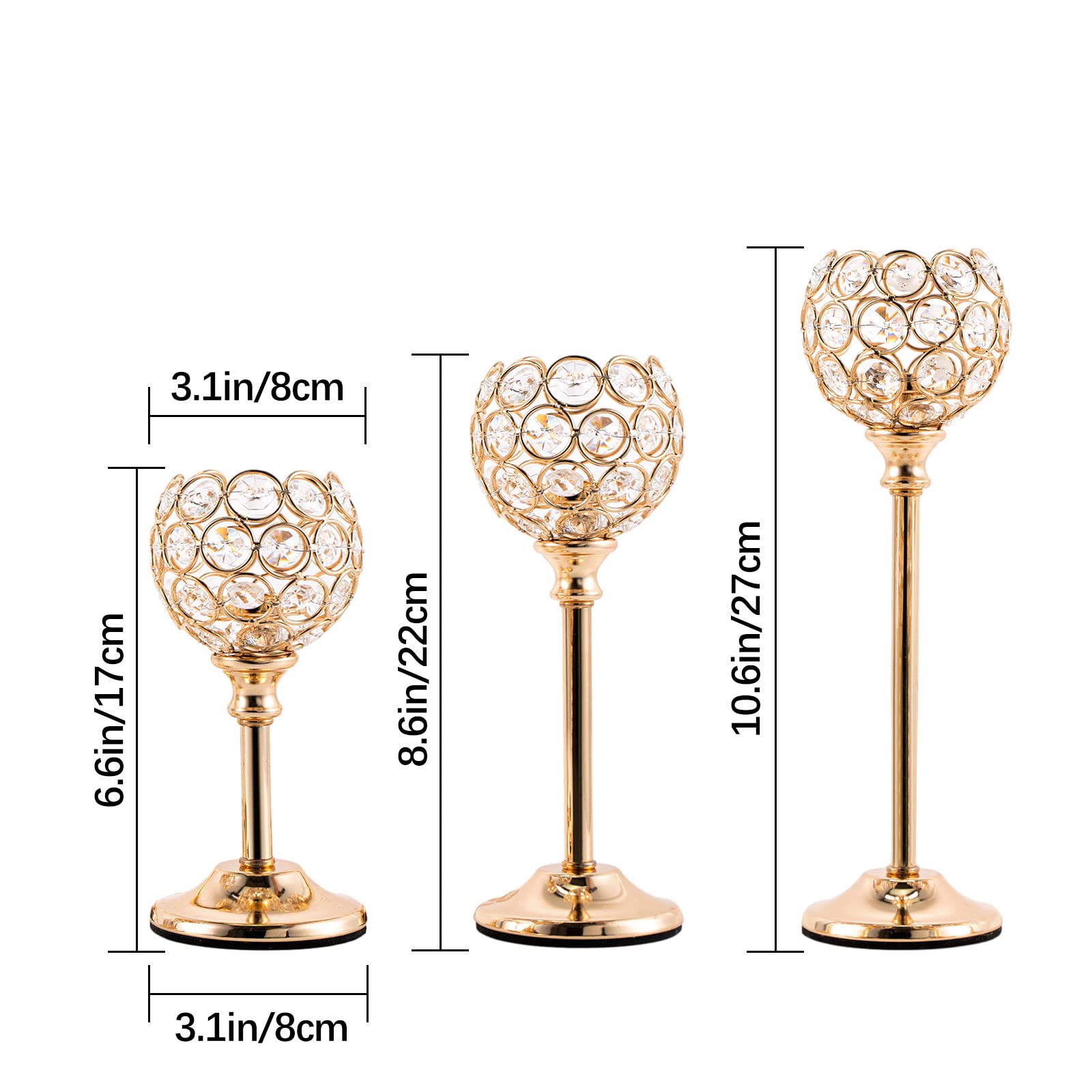 Gold Crystal Candle Holders Candlestick Holder for Table Decorations ...