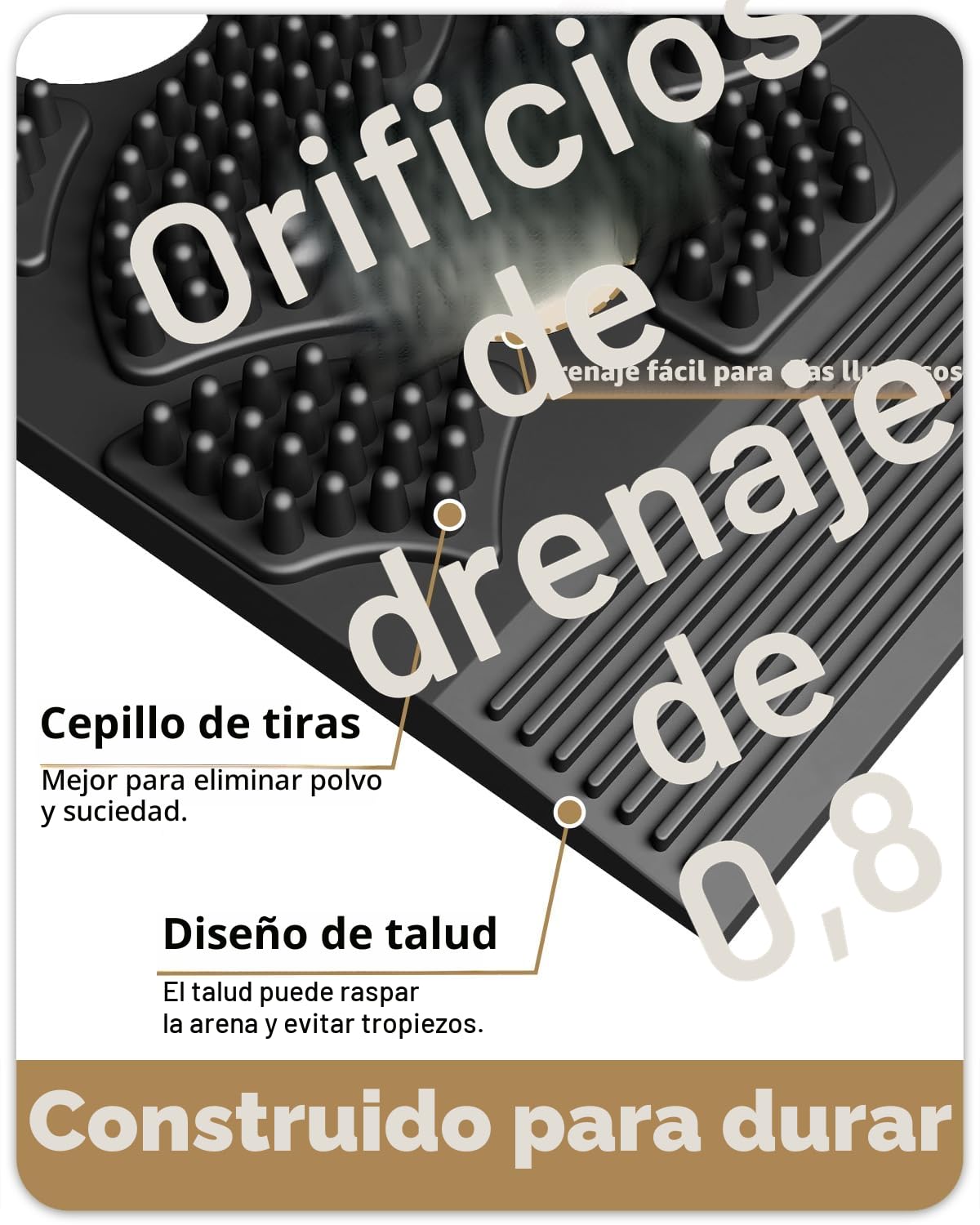 Color&Geometry Felpudo Exterior Antideslizante TPE 61x91 cm Gris