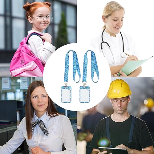 Miniatura 7 de Amaxiu Soporte para tarjeta de identificación con cordón separable, lindo cordón para el cuello con tarjetero de identificación, tarjeta, protector