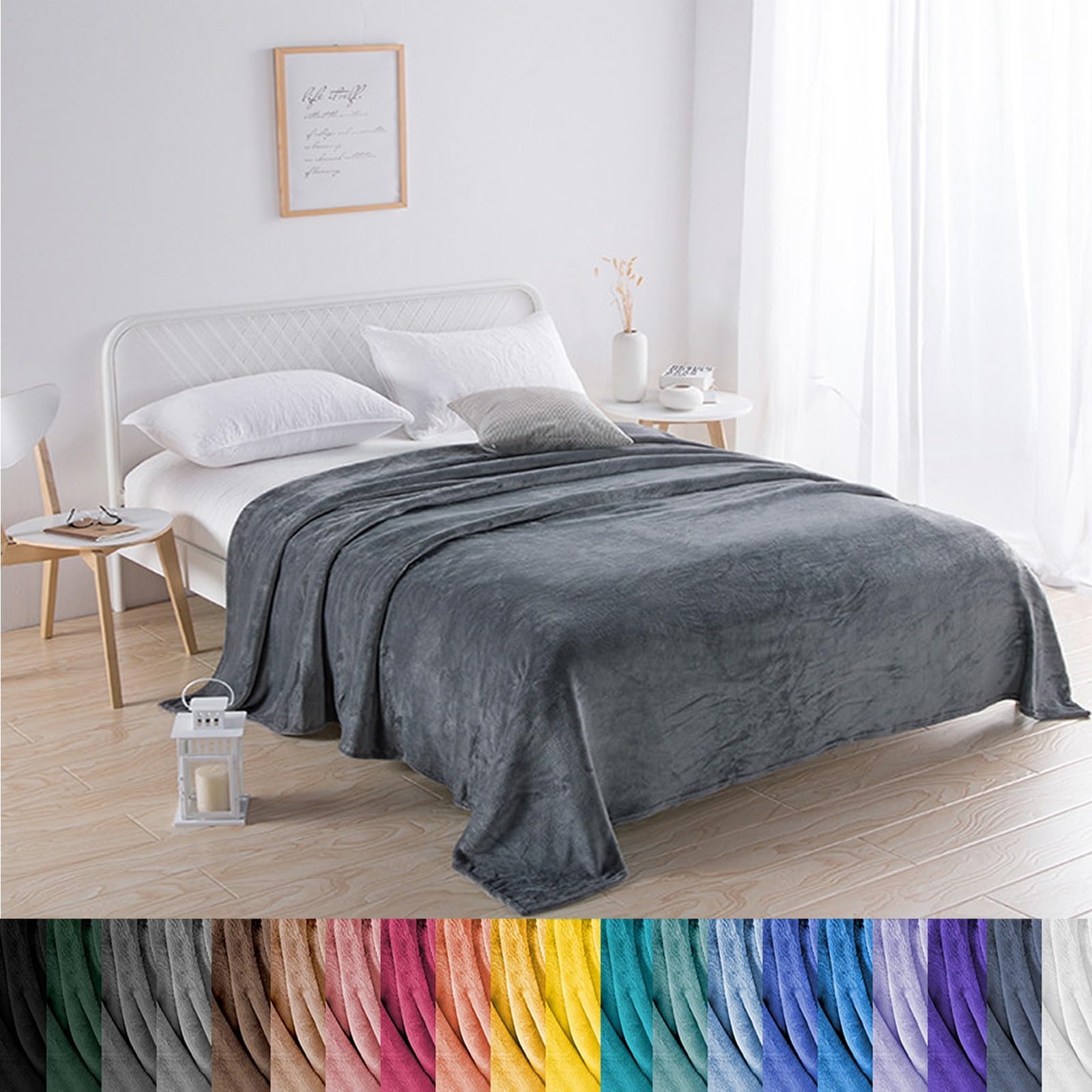 Couverture jetée de canapé élégante 130 x 350 cm en tissu premium doux gris foncé