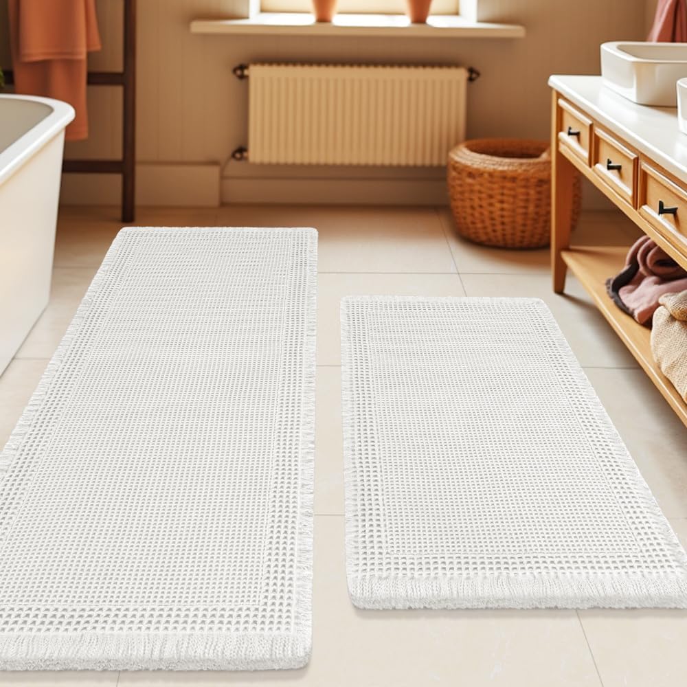 Waffle Bath Mat Set 2 Piece, Boho...