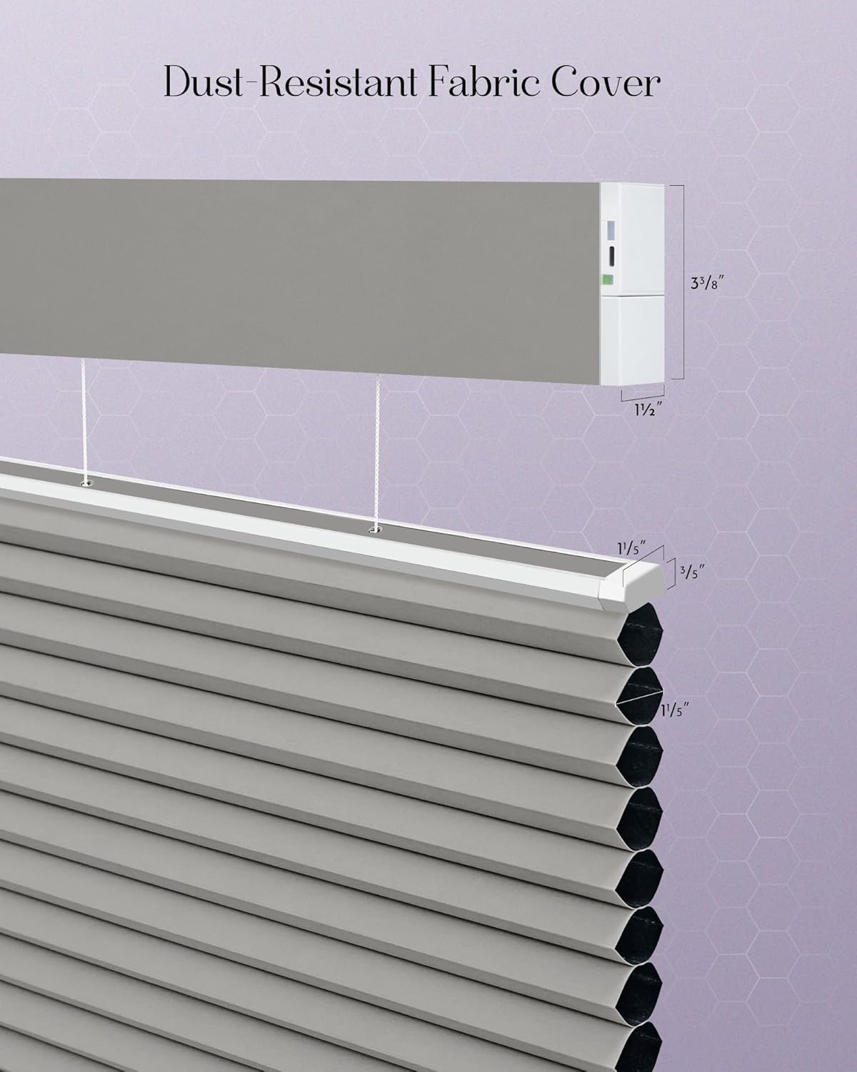 Graywind Smart Top Down Bottom Up Cellular Shades Compatible with Alexa Google Solar Powered Motorized TDBU Shades for Windows Custom Size (Blackout Light Grey)