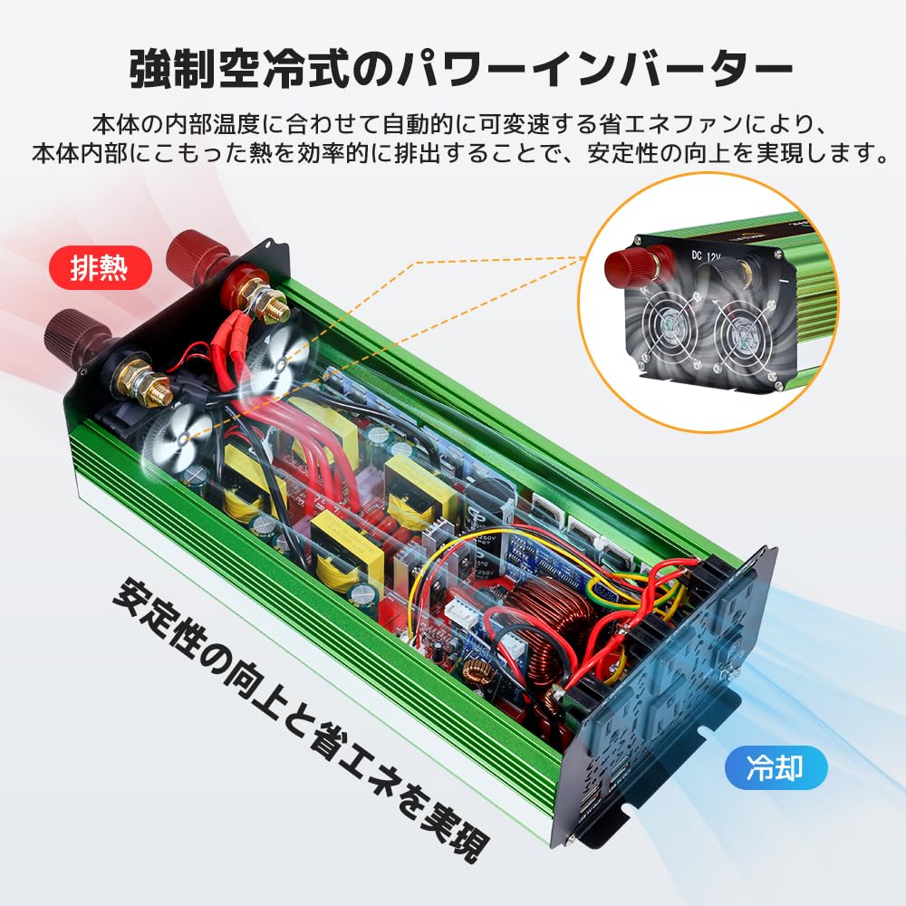 LVYUAN 正弦波インバーター 2000W 4000W 本体 DC12V入力 Amazon.co.jp: LVYUAN【正規品】インバーター 正弦波 12V 2000W 最大
