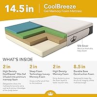 Vista 4 de Colchón Dynasty CoolBreeze de felpa, de gel de espuma viscoelástica con almohadas, 14.5 pulgadas..