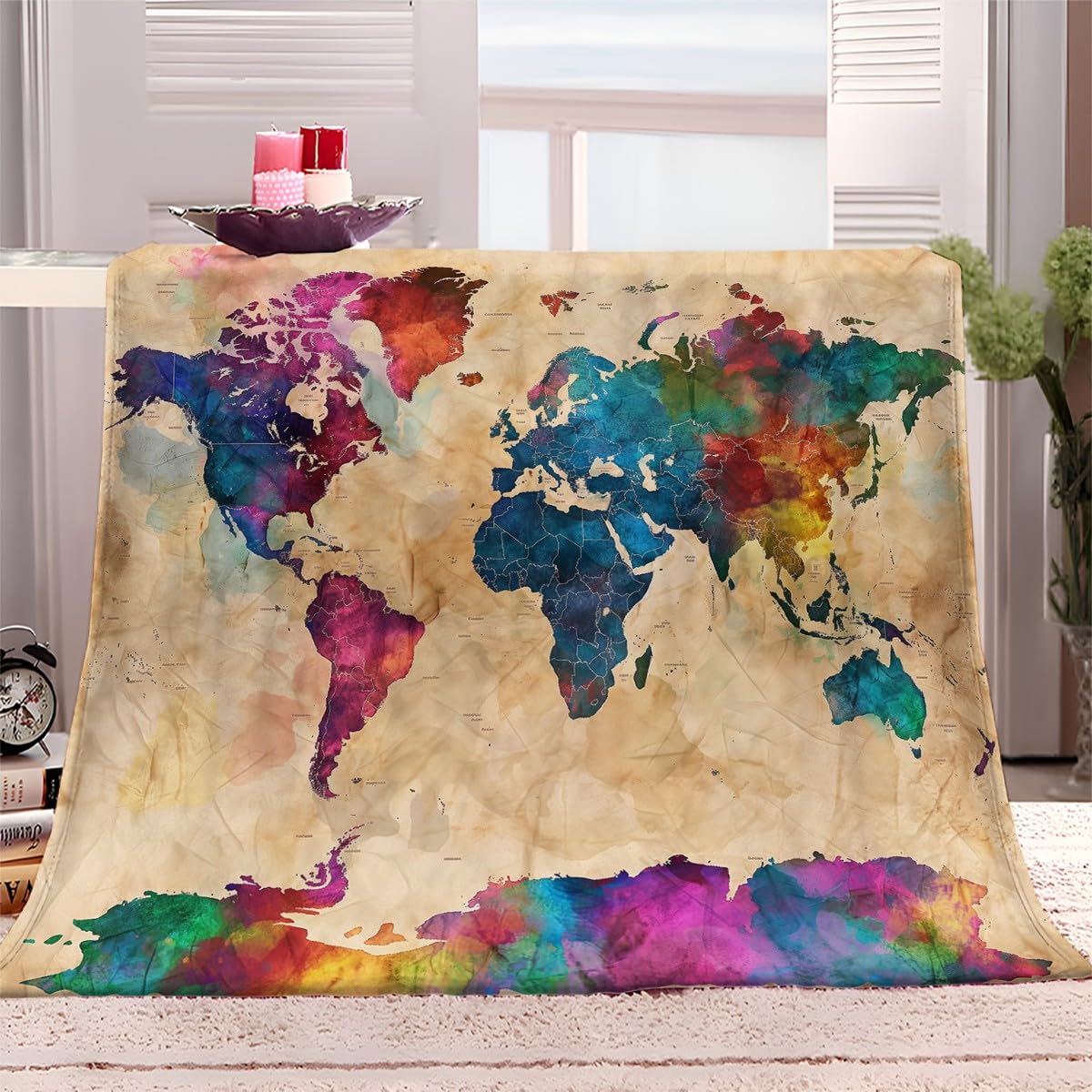 Couverture polaire haut de gamme douce et chaude imprimé 3D vintage 150x200 cm
