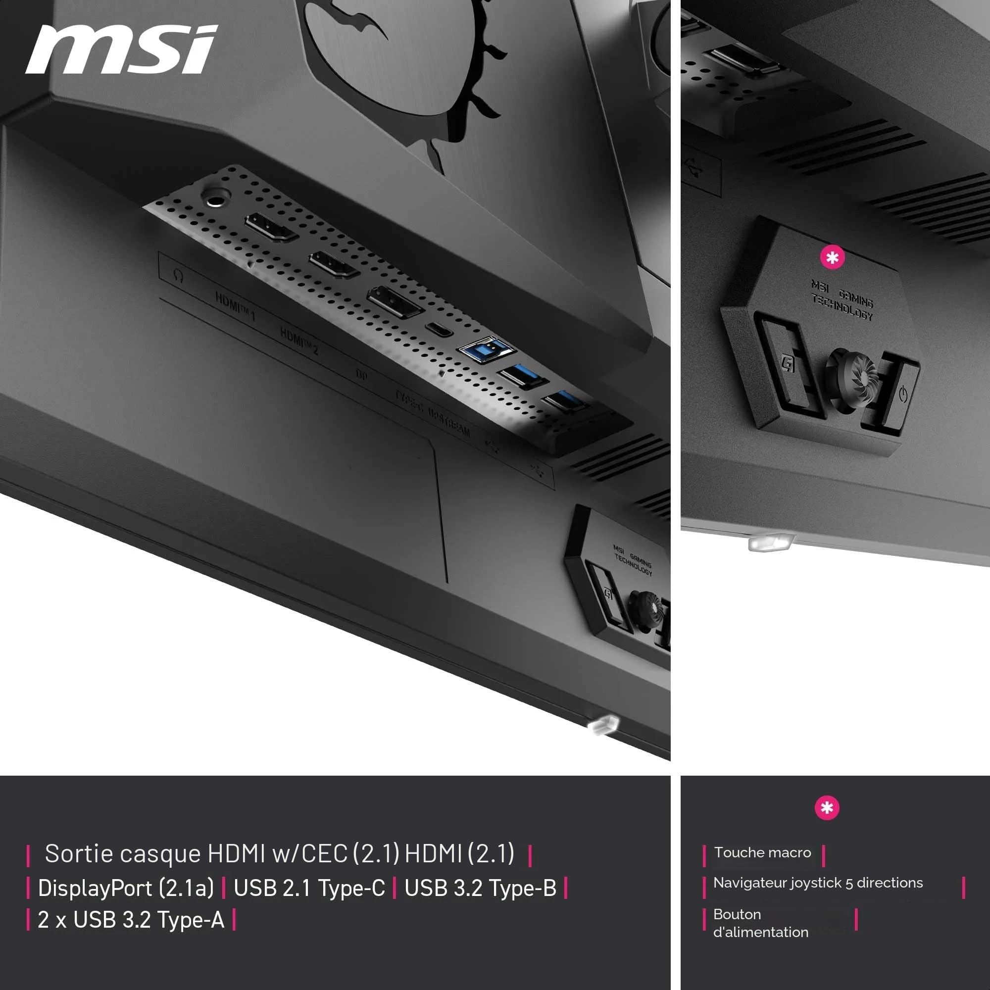 MSI MPG 322URX QD-OLED Écran Gaming 31.5" UHD | Dalle QD-OLED 3840x2160, 240 Hz, 0,03ms, compatible VESA, HDMI, DisplayPort, USB-C, compatible G-SYNC et FreeSync