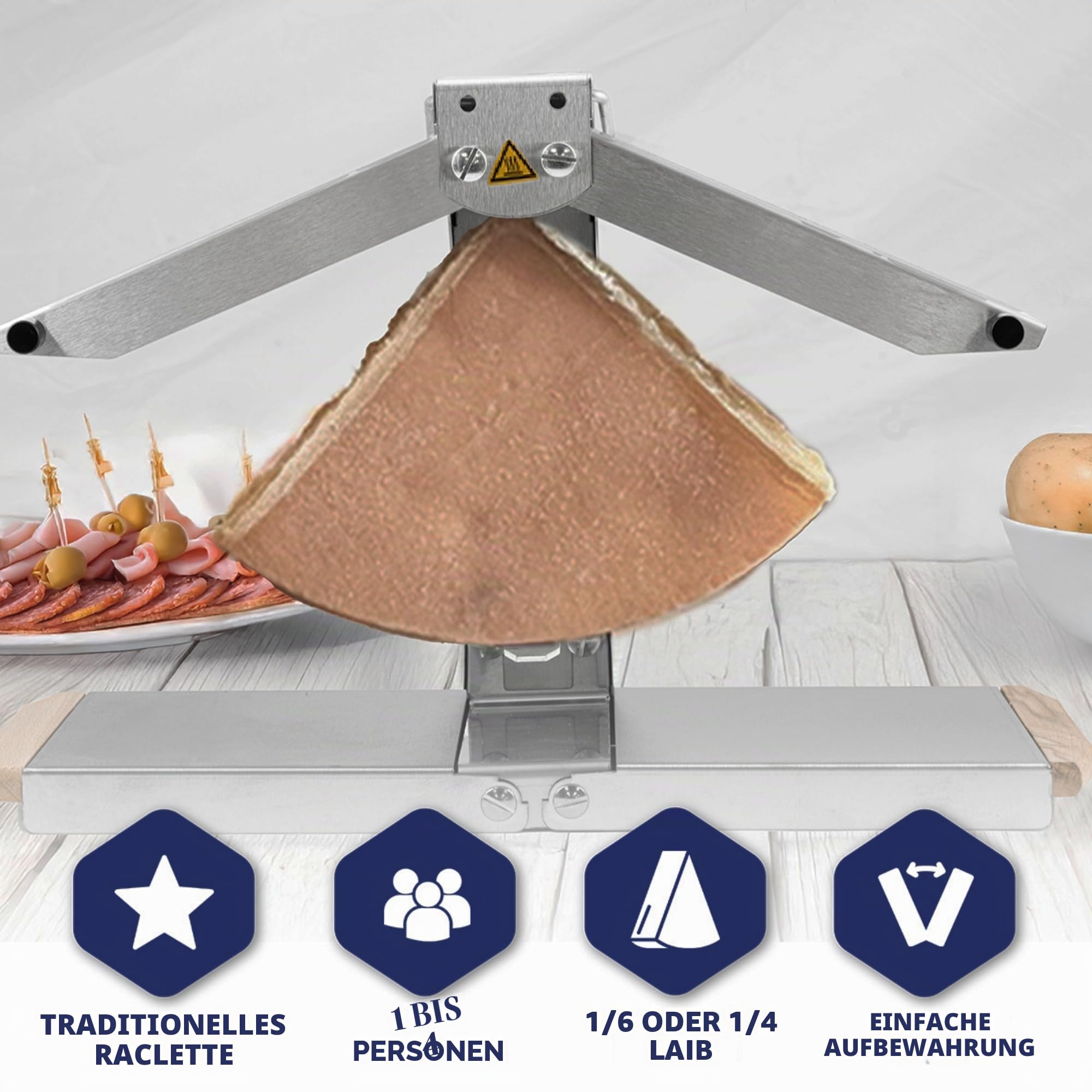 Raclette-Grill 1-6 Pers. – Louis Tellier Brézière® Signature Inox – Langlebig & Einfach zu Reinigen – Höhenverstellbare Heizschienen für Traditionelles Raclette-Erlebnis