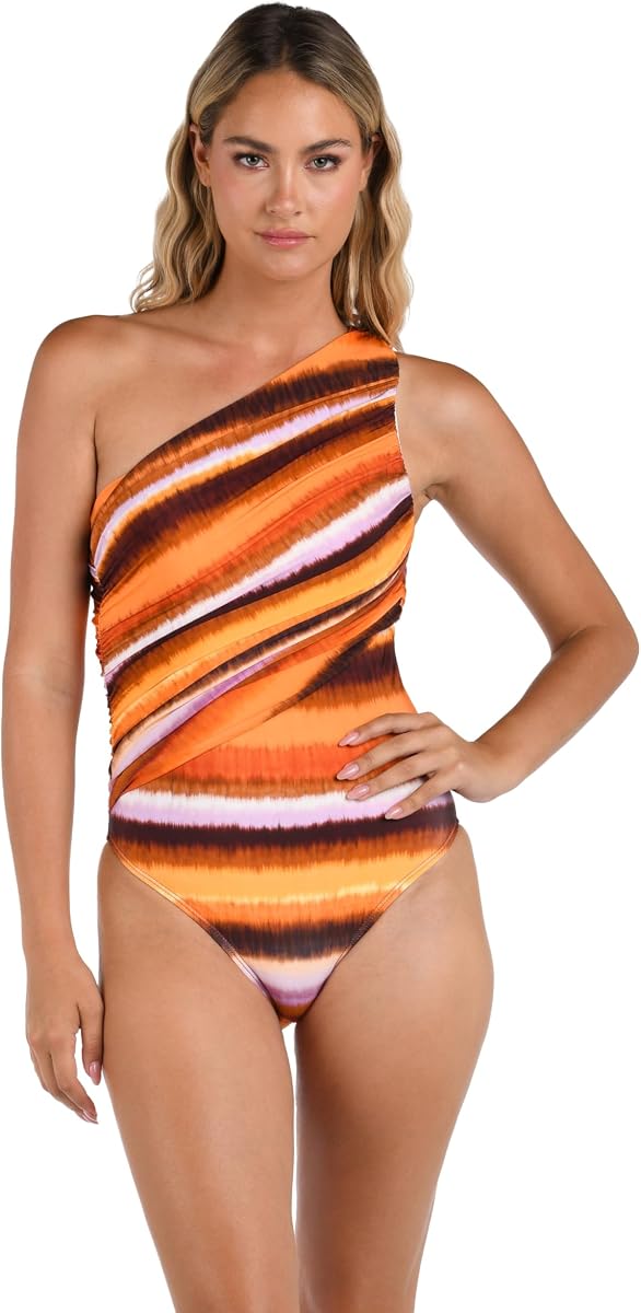La Blanca Women's One Piece Swimsuit Shirred Shoulder Bathing Suit