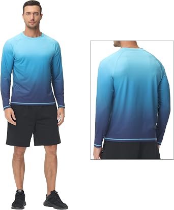 Men's Long Sleeve Swim Shirts Rashguard UPF 50+ UV Sun Protection Shirt Athletic Workout Running Hiking T-Shirt Swimwear