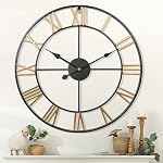 Wall Clocks for Home Decor, Large Wall Clock Oversized with Roman Numeral Style,European Industrial Vintage Rustic Metal Wall Clock for Home, Living Room, Kitchen,Office Decoration