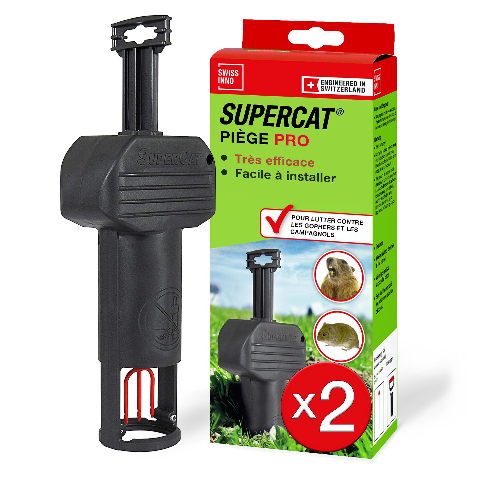 Piège à campagnols pour protéger le potager des rats des champs SWISSINNO SuperCat