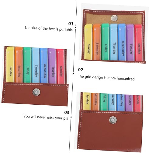 Miniatura 7 de Healeved 1 Set Leather Bag Medicine Box Holder Drug Carry case Portable Pill Organizer Travel Pill Travel Medication pastillero de Durable Medicine