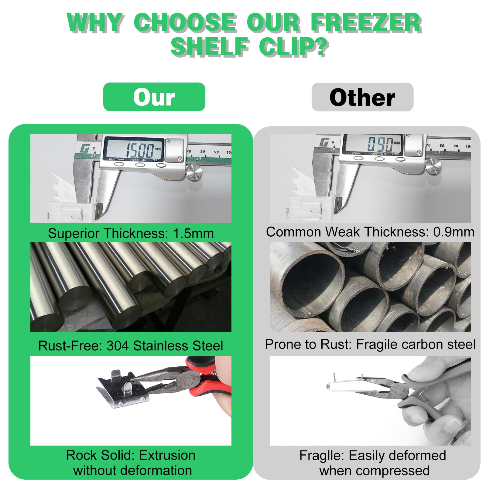 Stainless Steel Freezer Shelf Clips - 24 Pack -5
