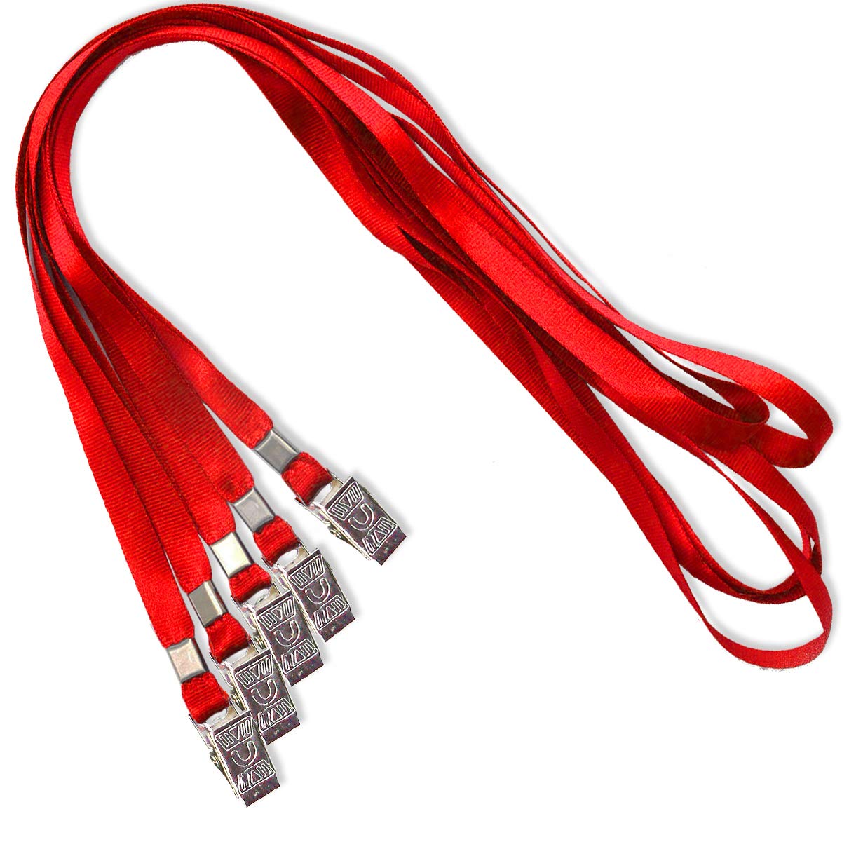 Warmter Lanyards Bulk Red Lanyard for Id Badges Flat 34" Neck Badge Lanyards Nylon Lanyard with Bulldog Clip 50 Pack