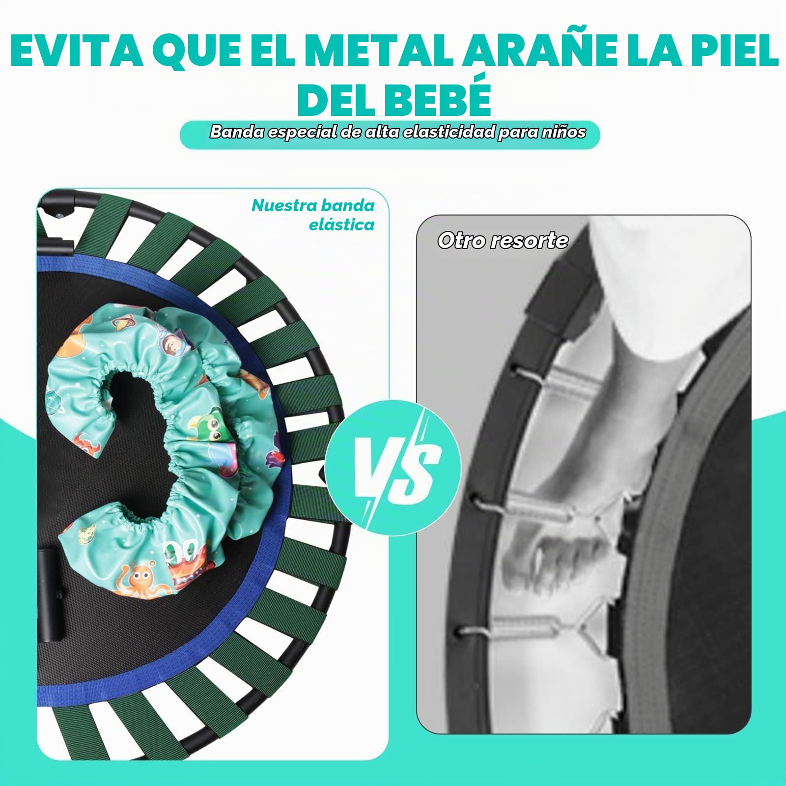 Mini trampolín Ø 92 cm Cama elástica Infantil con Mango Ajustable, trampolín para niños Plegable para Interior o Exterior, Capacidad de Carga 60 kg