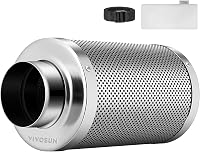 VIVOSUN Aktív Szénszűrő 150 mm - Szagtalanító Ausztrál Aktív Szénnel, Előszűrővel, Megfordítható Peremmel, Növénysátorhoz, 15x40 cm - Silver 1
