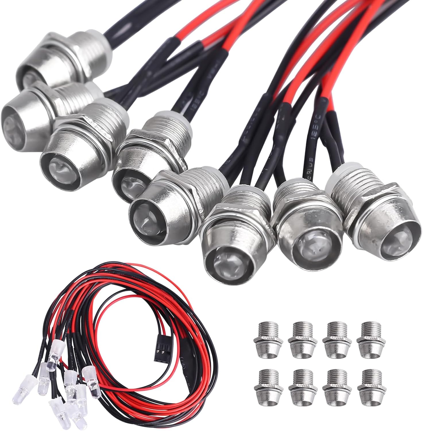 8Leds LED Light Headlights Taillight Kit Accessories for Traxxas Arrma Axial SCX10 Redcat RC4WD HSP Tamiya RC Car Truck Tank Crawler Short Course Drift