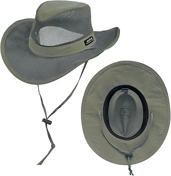 Mesh Crown Safari Men's Sun Hat, 3 Brim, Adjustable Chin Cord, UPF (SPF) 50+ Sunhat Protection
