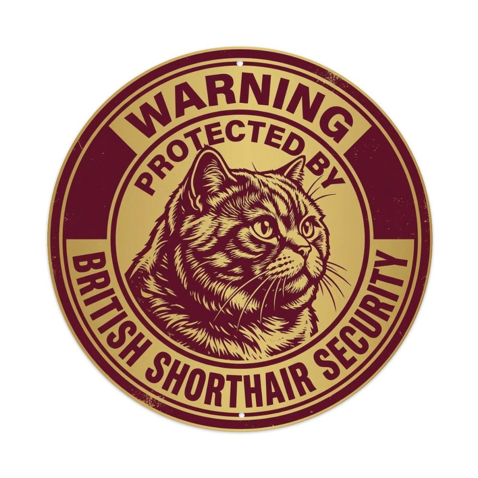 British Shorthair Security Warning Stamp Style Metal Tin Sign