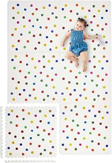 Yay Mats Cassia Polka Dot Extra Large 6x4 ft Baby Play Mat - Soft Thick Non-Toxic EVA Foam Tummy Time Mat for Infants Toddlers