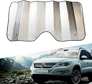 Ajxn Pack-1 Car Windshield Sun Shade, Universal Windshield Sun Shade, 55" x 28" Double Thickening Bubble Sun Visor Protector, Car Windshield Sun Shade Fits for Car Truck SUV (Silver)